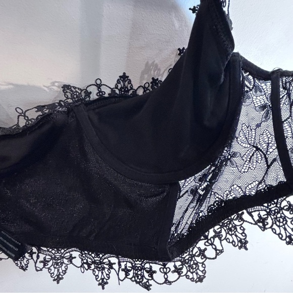 DOLLS KILL Sz 3X Widow Black Lace Velvet Bralette Goth Punk Adjustable Straps - Picture 8 of 11